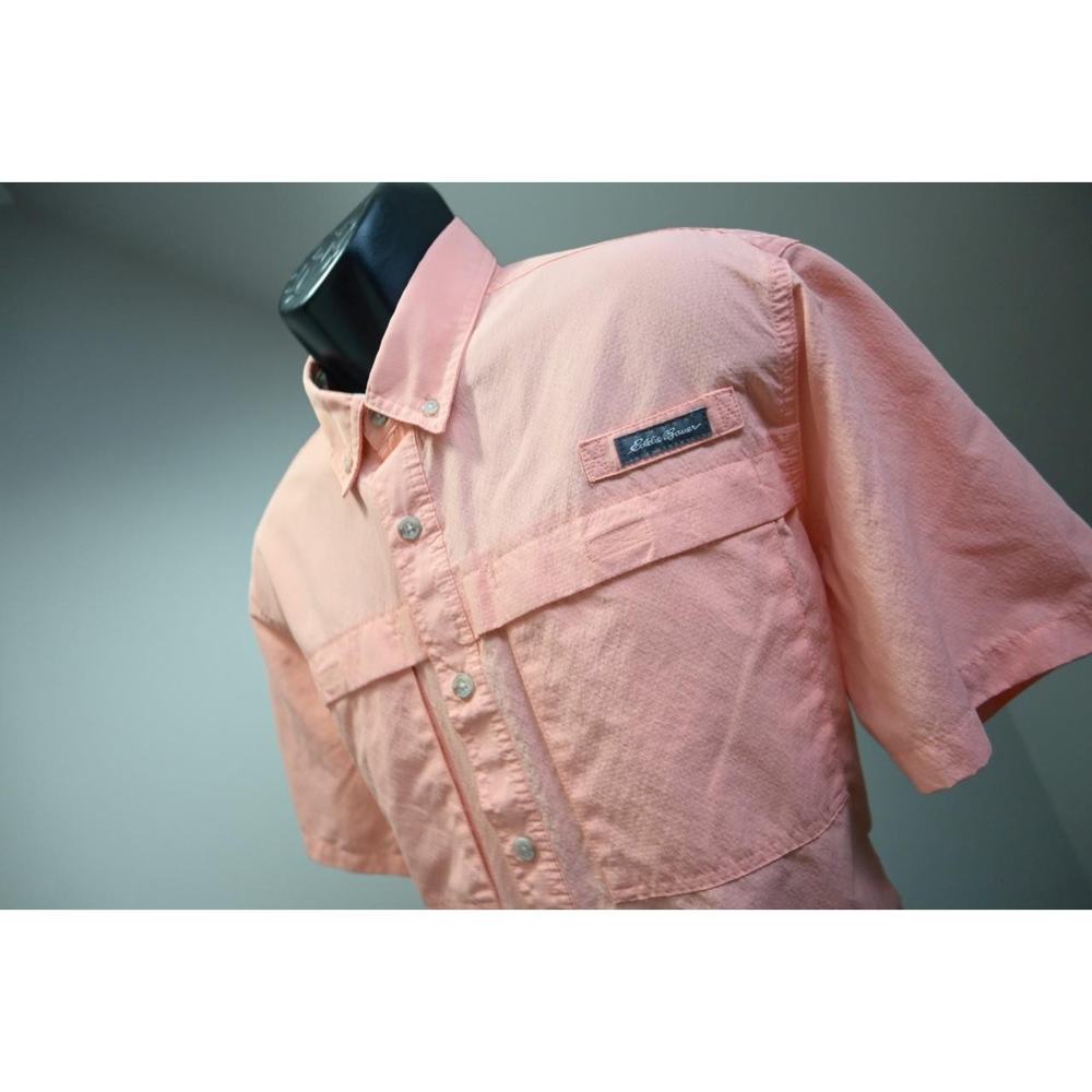 Eddie Bauer Vented Button Up Camp Shirt Breathable Pink Mens Size Large‎